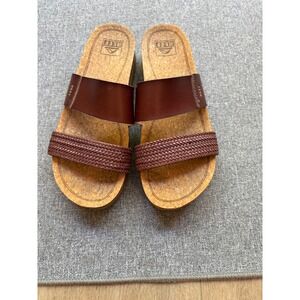 Reef Cushion Vista Hi Platform Slides Sandals Cocoa Brown Braided Slide Size 9